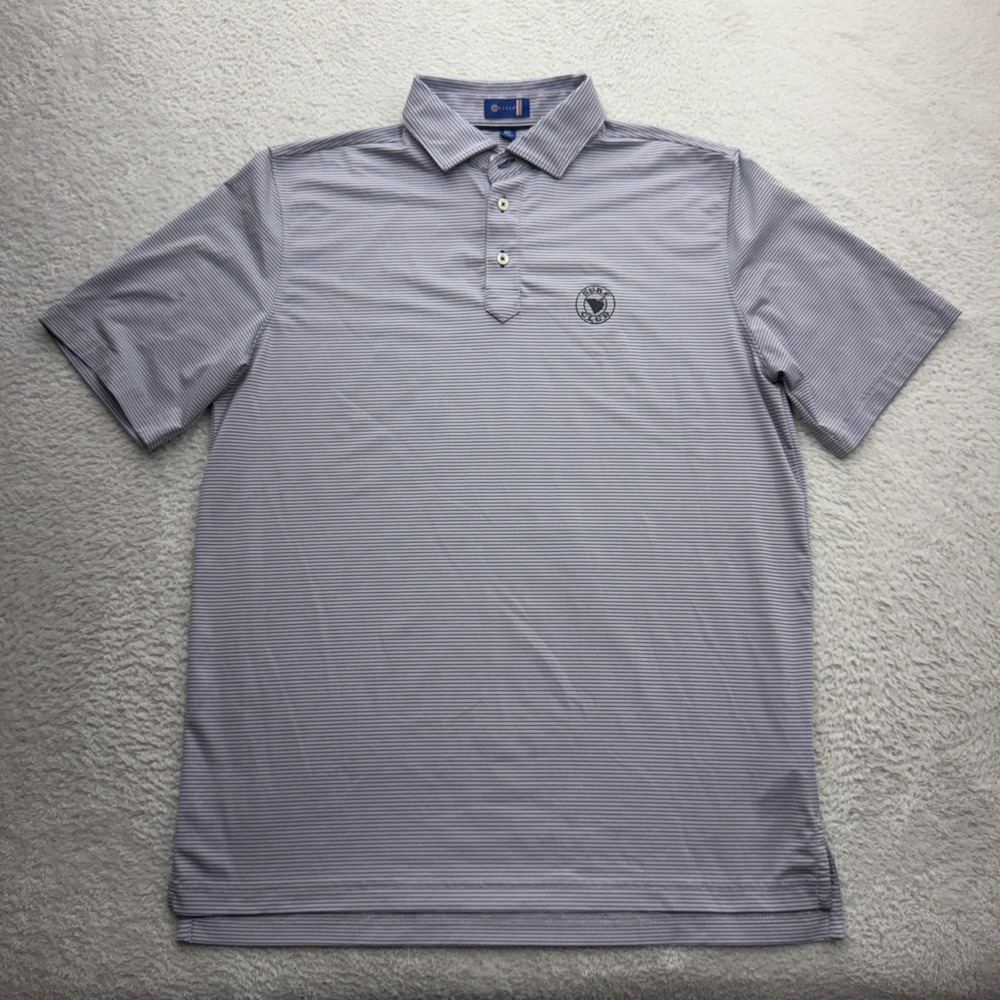 Stitch Golf Mens Purple Striped Performance Polo Shirt Surf Club Logo Size M/L